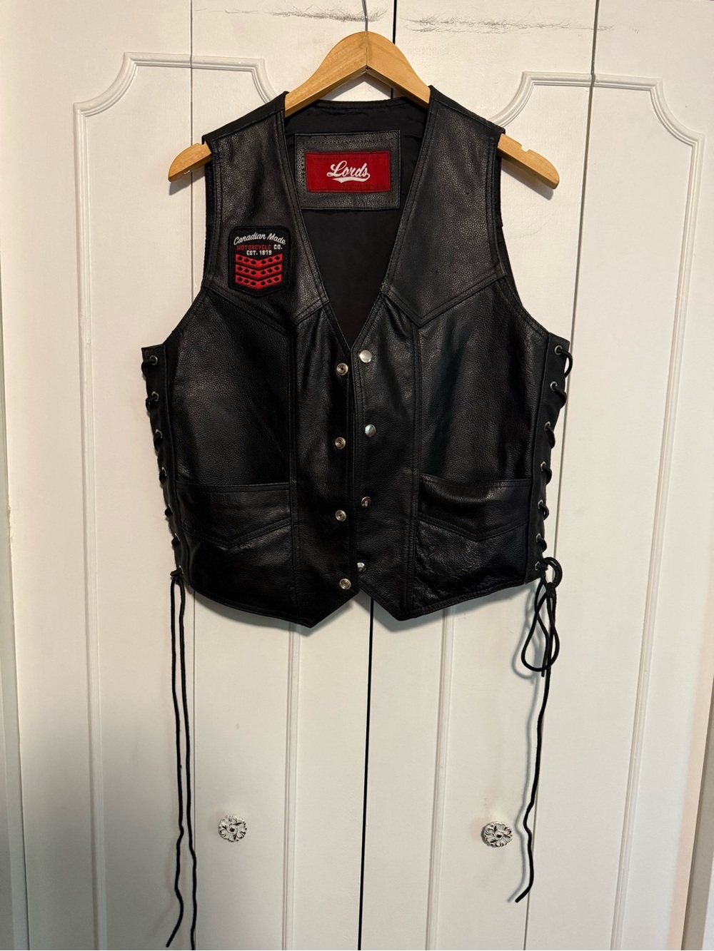 Men's Leather Vest with Patches